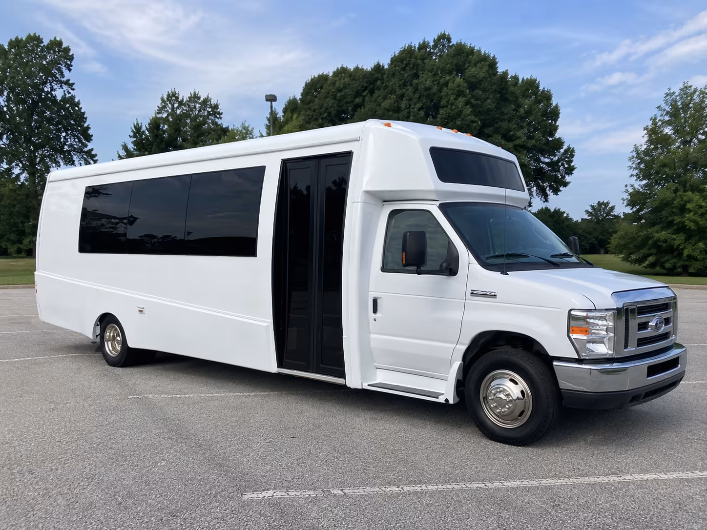 Passenger seating aboard a party bus rental serving Denver
