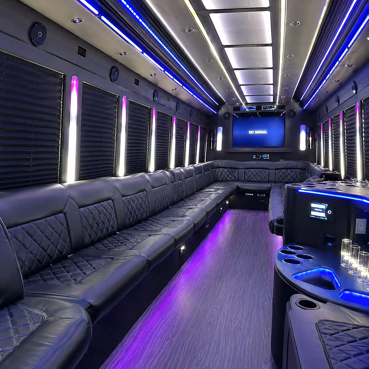 Denver Bachelor & Bachelorette Transportation party bus interior