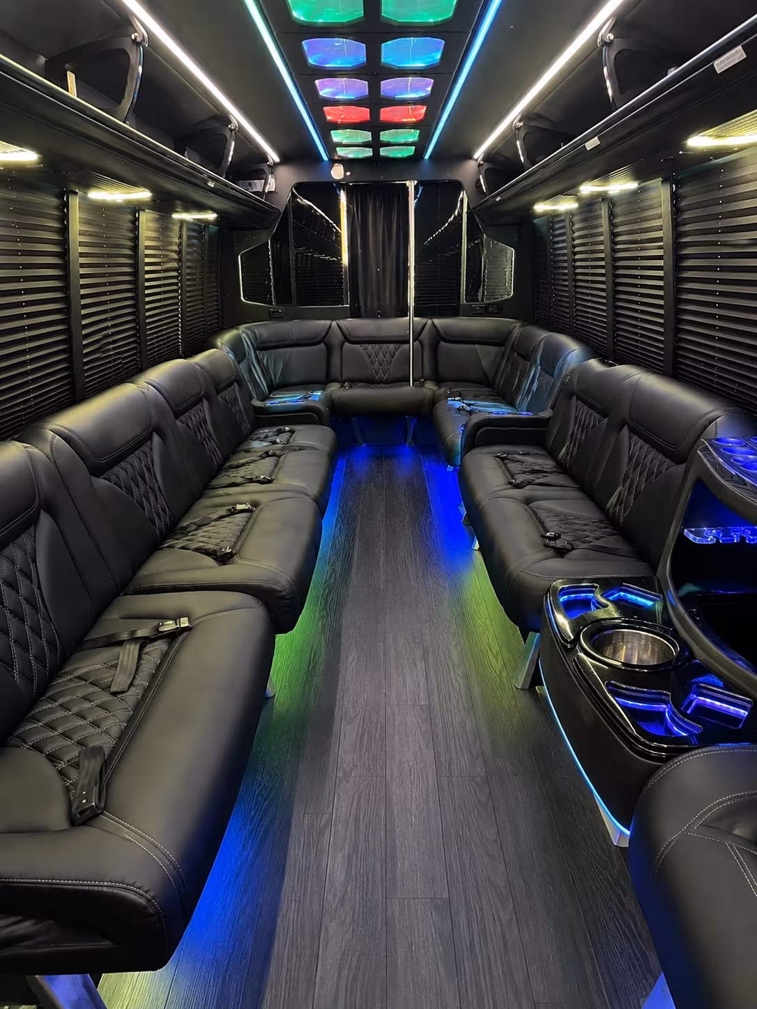 Denver Bachelor & Bachelorette Transportation party bus interior