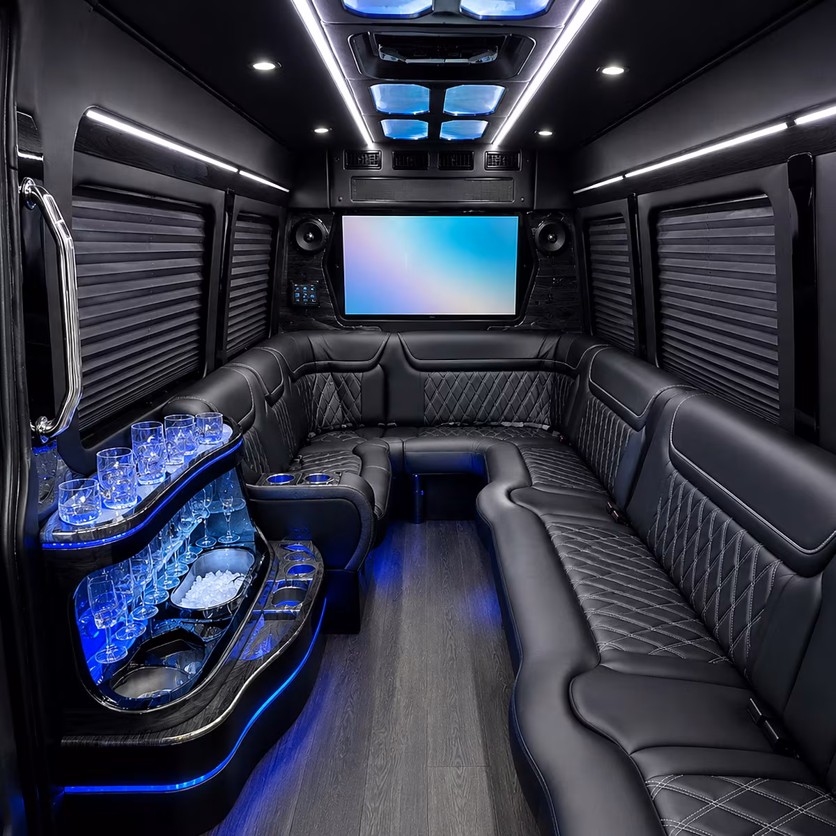 Denver Wedding Transportation party bus interior